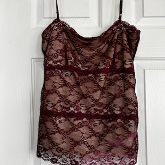 The Limited Tops - Burgundy lace camisole top